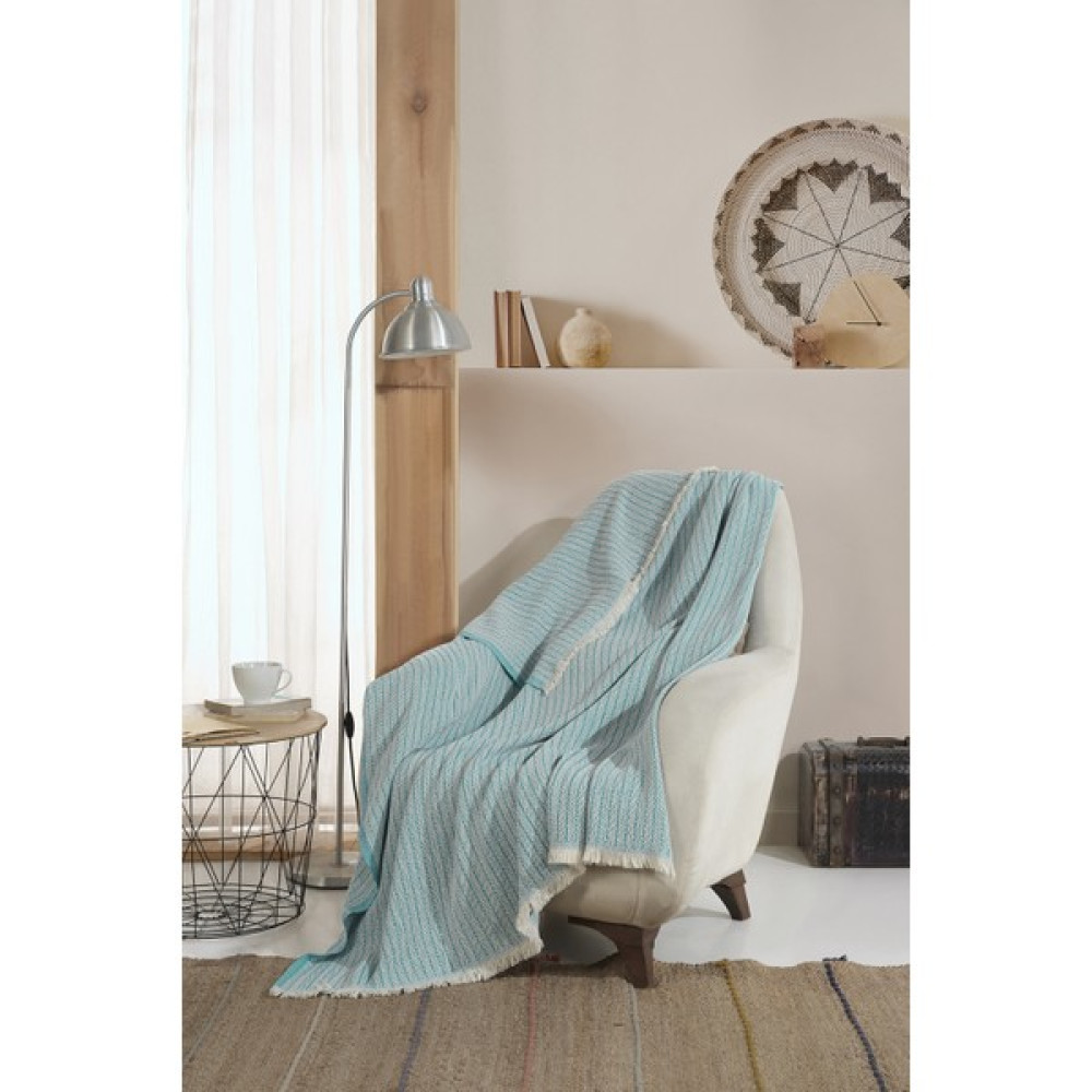 Lux Touch Vera Turkuaz Tekli Koltuk Berjer Örtüsü Şalı 150 x 200 cm Tv Battaniyesi Throw Pamuklu Koltuk & Kanepe Örtüsü Fiyatı