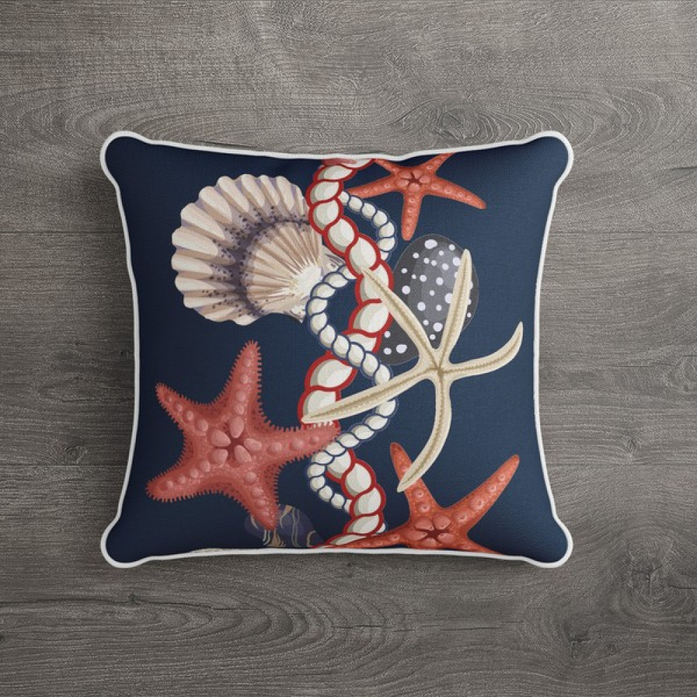 Lux Vie Marin Yastık Çift Tarafı Baskılı Kırlent Kılıfı - 45 x 45 cm - Lacivert Kırlent / Mobilya Yastığı Fiyatı