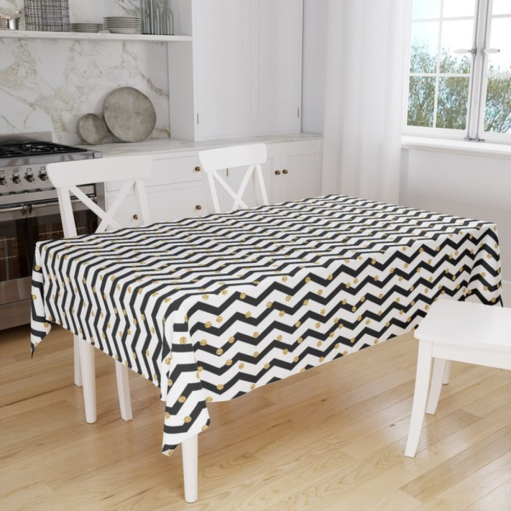 Lux Vıe Masa Örtüsü Siyah Beyaz Geometrik Desenli Kalın Mikro Petek Dokuma Kumaş Masa Örtüsü - 140 x 140 cm - Beyaz - Siyah Masa Örtüsü Fiyatı