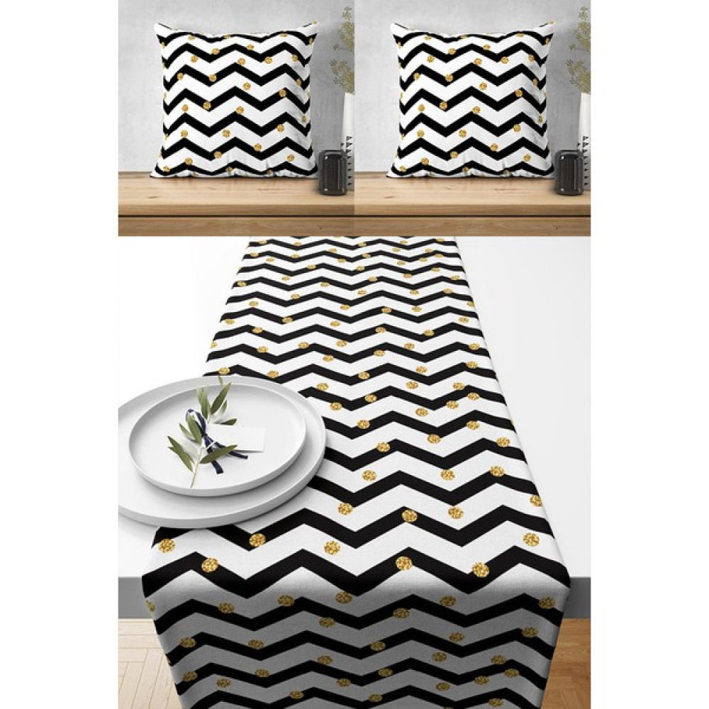 Lux Vie Runner Özel Tasarım Premium Kumaş, 2 Adet Kırlent Kılıfı ve 1 Adet Runner Set - 40 x 140 cm Masa Örtüsü Fiyatı