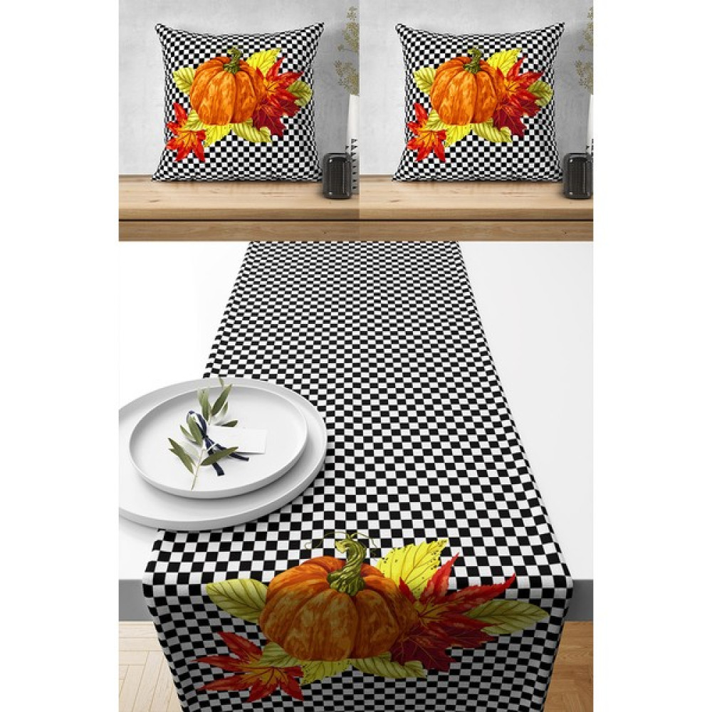 Lux Vie Runner Özel Tasarım Premium Kumaş, 2 Adet Kırlent Kılıfı ve 1 Adet Runner Set - Antrasit - 40 x 140 cm Masa Örtüsü Fiyatı
