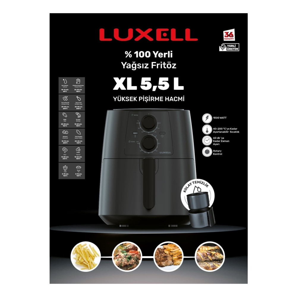 Luxell Fastfryer Xl 5.5 Litre ( Yağsız Fritöz Airfryer ) Lx-fc5130 Fritözler Fiyatı