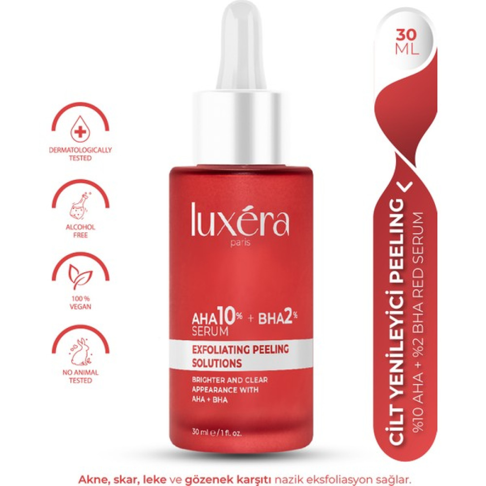 Luxera Paris Aha Bha Cilt ve Ton Eşitleyici, , ve Leke , Vegan Kırmızı Peeling Serum (%10 Aha + %2 Bha) Cilt Temizleme ve Peeling Fiyatı