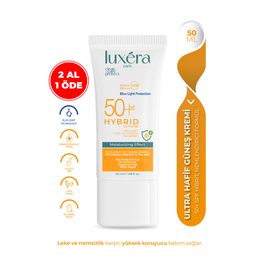 luxera paris Leke Karşıtı SPF 50+ PA++++ Ultra Hafif Güçlü Korumalı Hibrit Yüz Güneş Kremi 50 ml Güneş Kremleri ve Losyonları Fiyatı