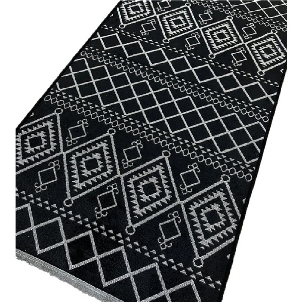 Luxess Halı Luxess Cool Koleksiyonu Pamuklu Klim Dokuma Dekoratif Halı 405 Siyah - 150 x 350 cm Salon Halısı Fiyatı