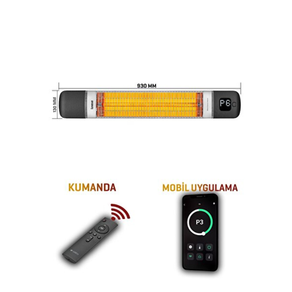 Luxeva Ip55 Duvar Tipi 2500 W Akıllı Karbon Su Geçirmez Dış Mekan Infrared Isıtıcı Isıtıcılar Fiyatı