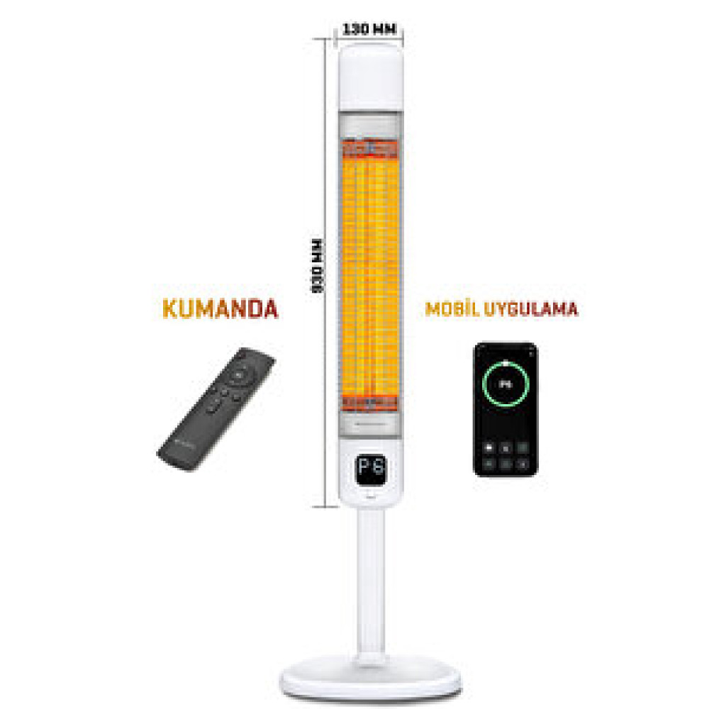 Luxeva Kule Tipi Elektrikli Isıtıcı 2500 W Smart-fr Beyaz Karbon Infrared Ip55 Isıtıcılar Fiyatı