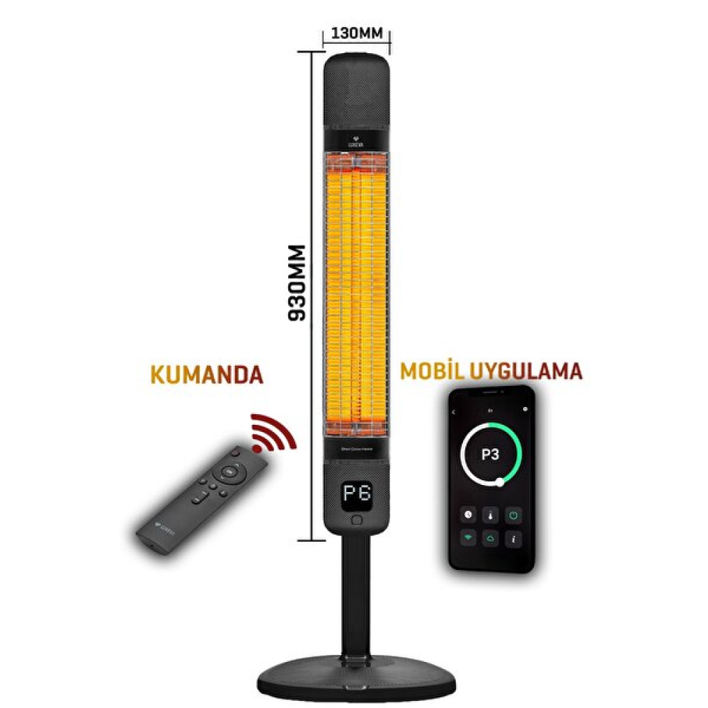 Luxeva Lxv-Smart-Fr-Jetblack Ip55 Su Geçirmez Jetblack 2500 W Akıllı Karbon Infrared Elektrikli Isıtıcı Isıtıcılar Fiyatı