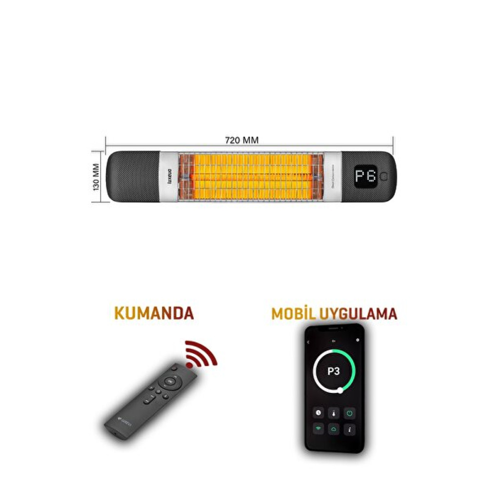 Luxeva Smarty-Wl-Mini-Black Ip55 Duvar Tipi Akıllı Su Geçirmez 1200W Dış Mekan ve Açık Alan Elektrikli Isıtıcı Isıtıcılar Fiyatı