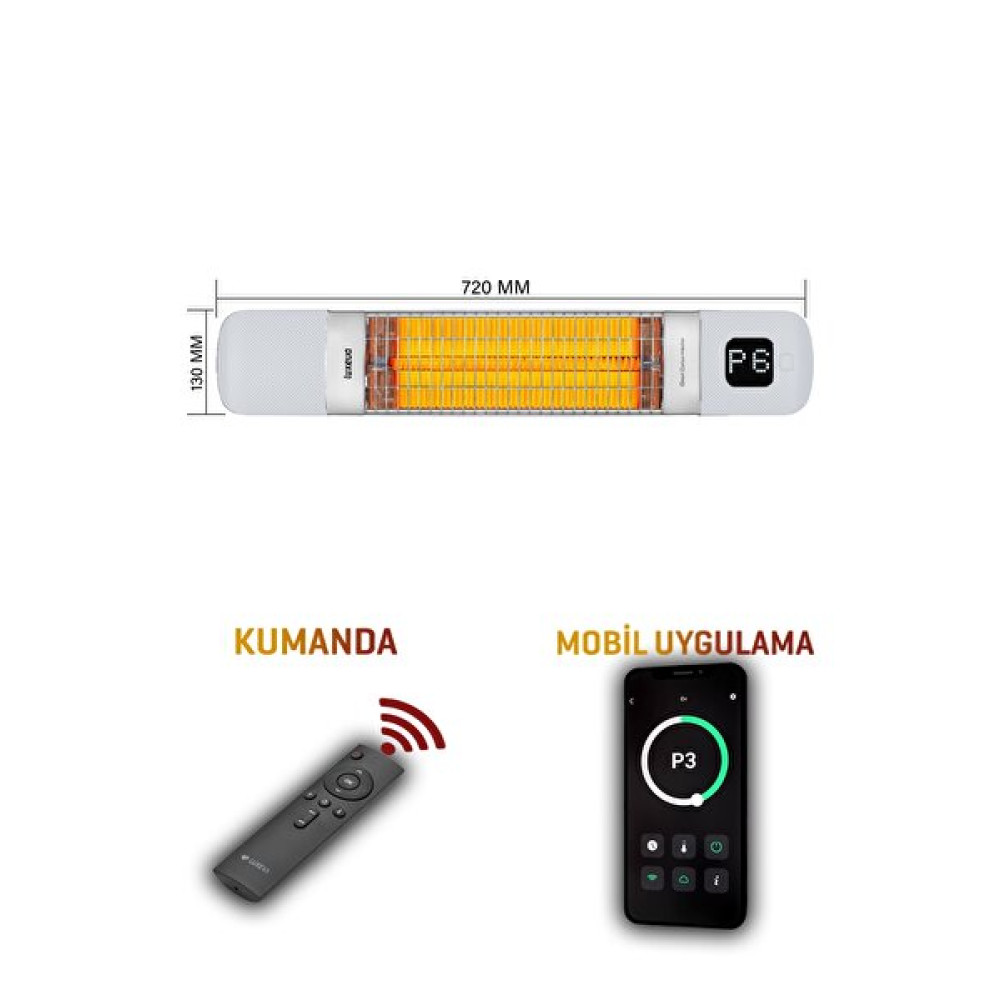 Luxeva Smarty-Wl-Mini-White Ip55 Duvar Tipi Akıllı Su Geçirmez 1200W Dış Mekan ve Açık Alan Elektrikli Isıtıcı Isıtıcılar Fiyatı