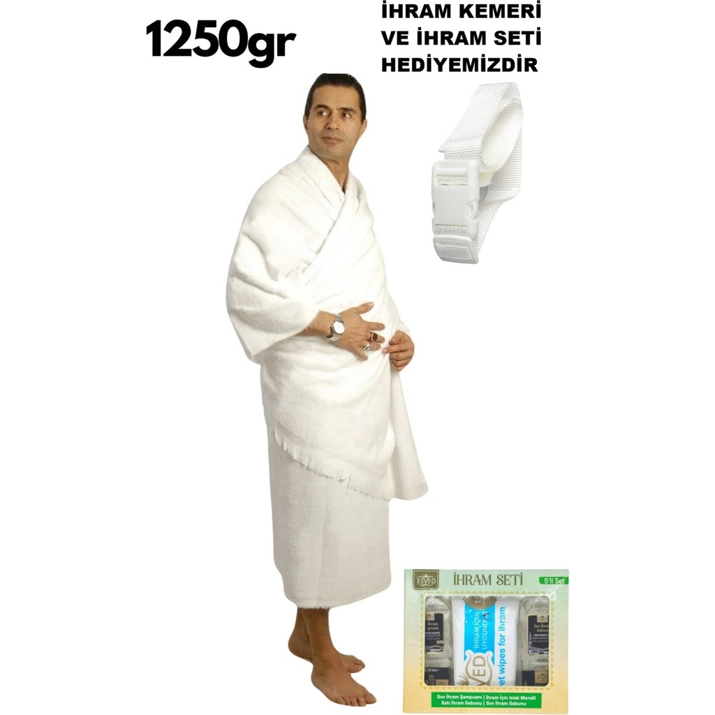 luxurianthome Lüks Hac Ihramı 1250 gr Ihram Kemeri ve Ihram Şampuan Sabun Seti Hediye Diğer Fiyatı