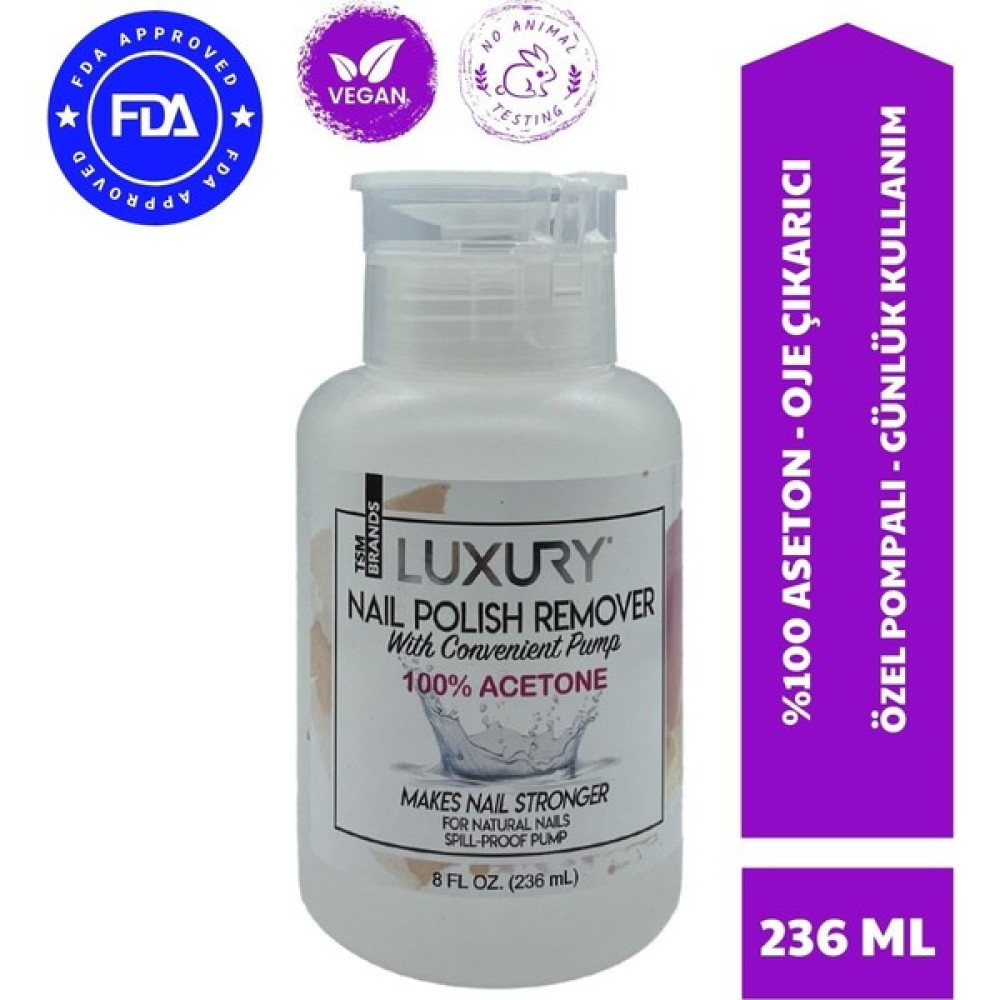 Luxury %100 Saf Aseton - Hızlı, Profesyonel Oje Çıkarıcı - Doğal Jel Akrilik Protez Tırnaklar İçin 236 ml Tırnak Bakımı Fiyatı