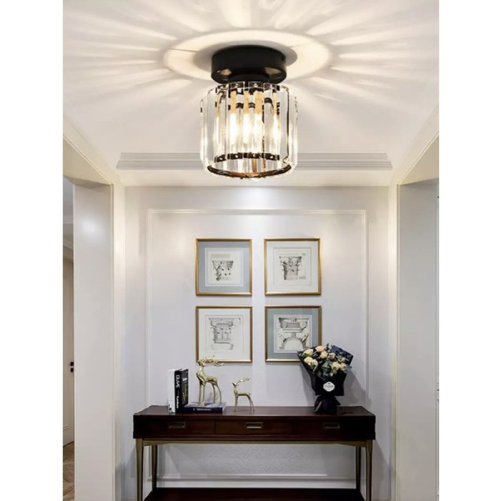 Luxury Plafonyer Kristal Taşlı Avize Hol Avize Siyah 200MM Yükseklik - 1'li Avize Fiyatı