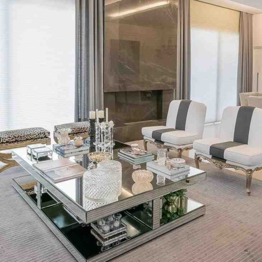 Luxury Villa Luxury Aynalı Orta Sehpa 80X130 Yükseklik 40CM Değişik Ayna Rengi ve Ölçü Uygulanır Orta Sehpa Fiyatı