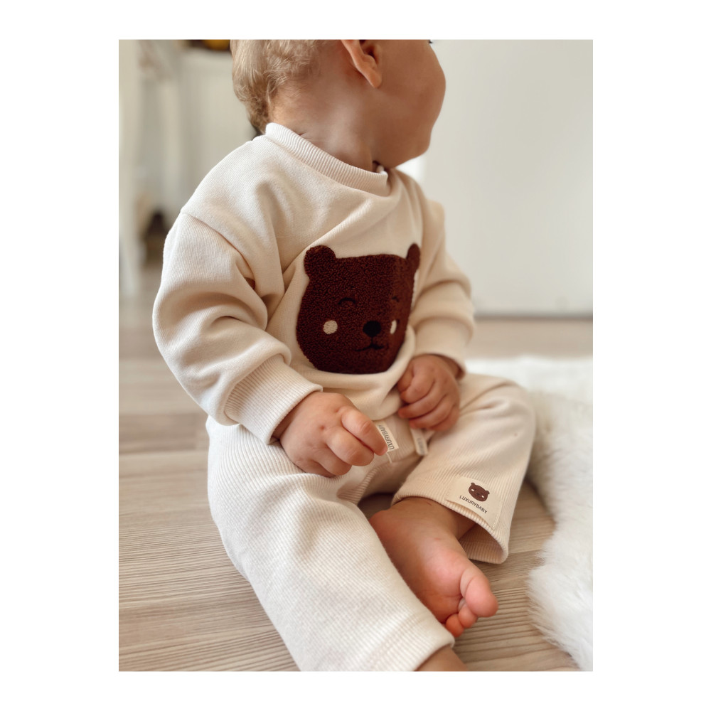 LuxuryBaby Ayıcık Nakışlı Alt Üst Bebek Takımı 3-6 AY Beden Bebek Giyim-Tekstil Fiyatı