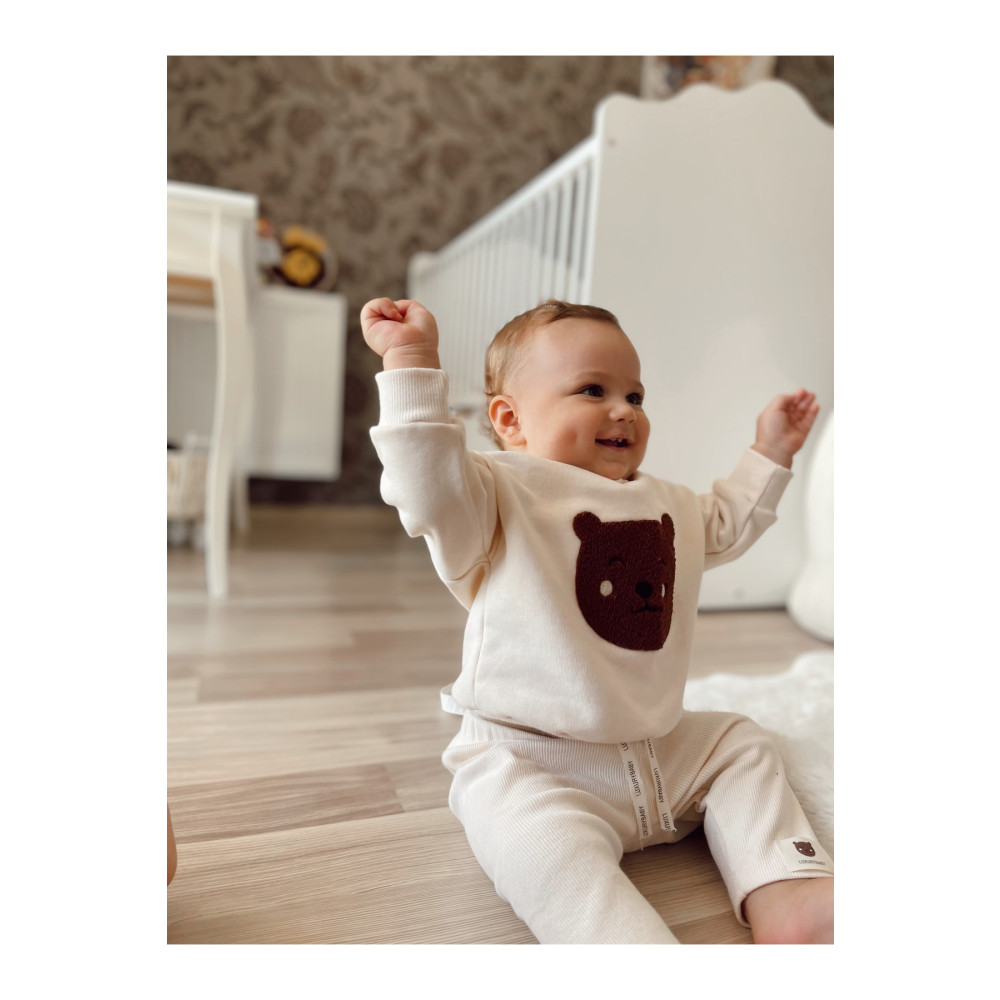 LuxuryBaby Organik Ayı Nakışlı Bebek Takımı 6-9 AY Beden Bebek Giyim-Tekstil Fiyatı