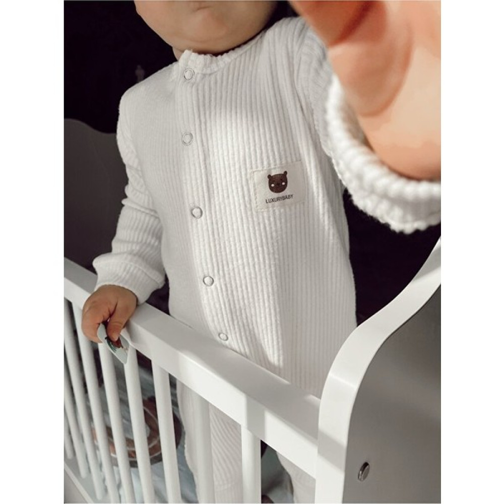 LuxuryBaby Organik Ekru Bebek Tulumu - Yeni Model Bebek Tulumu Fiyatı