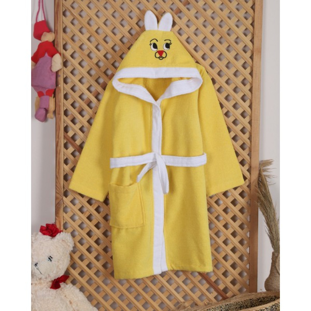 Luya Shop Kapşonlu Modern Tasarım Çocuk Bornozu - Sarı - 6 - 7 Yaş Bornoz Fiyatı