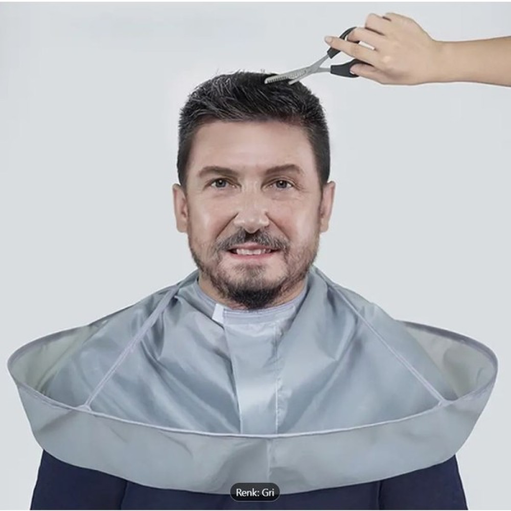 Luya Su Geçirmez Katlanabilir Pratik Şemsiye Saç Kesim Pelerin Önlüğü Cırt Cırtlı Kapatma - Gri - Standart Sağlık / Bakım / Kozmetik Fiyatı