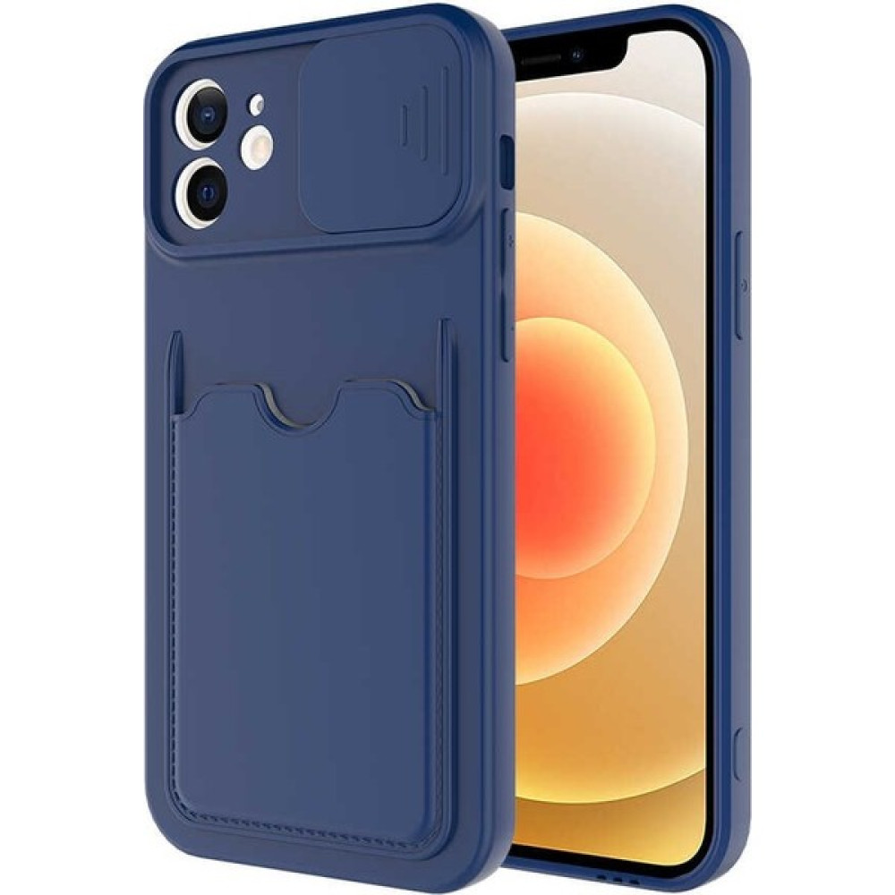 Lyche Apple İphone 12 Uyumlu Kılıf, Cüzdan Kartlıklı + Kamera Sürgülü Kartix Kılıf. - Lacivert Cep Telefonu Kılıfı Fiyatı