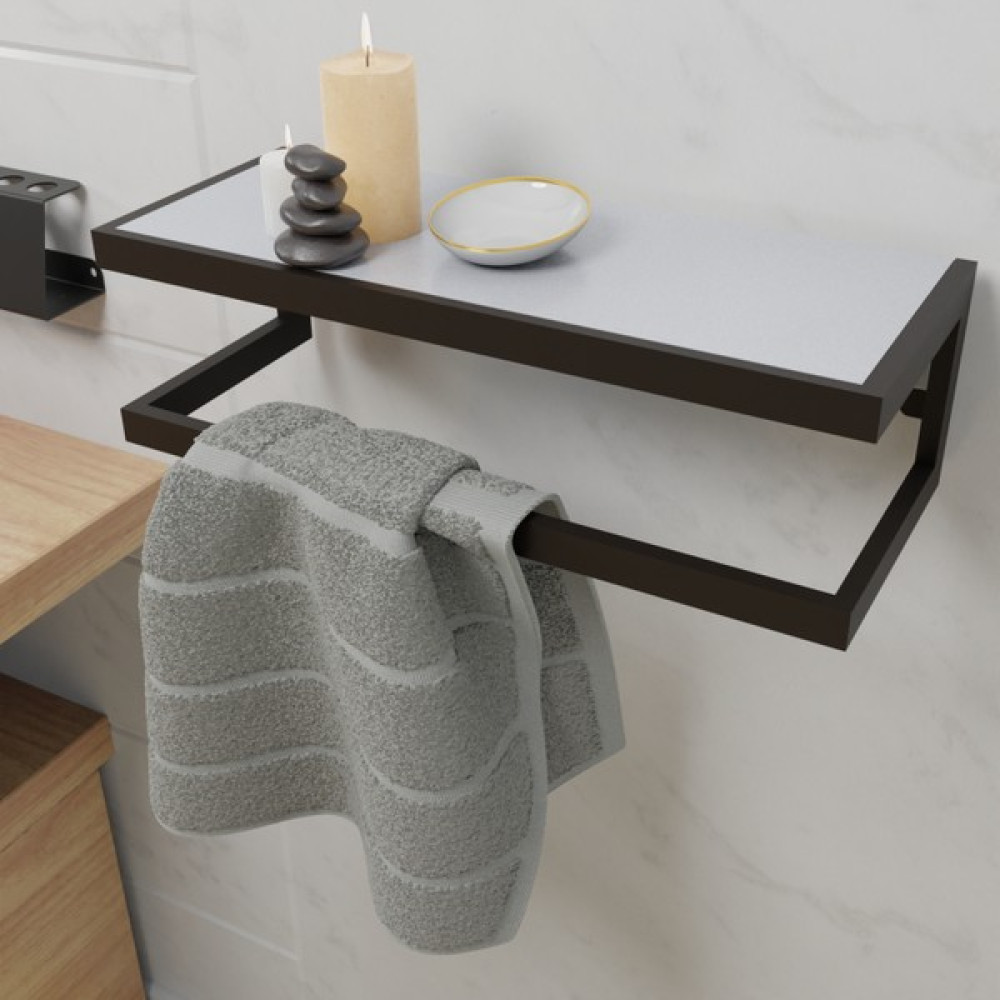 Lyla Concept Funda Banyo Ahşap Raflı Metal Havlu, Şal Askılık - Siyah Banyo Askılık Fiyatı