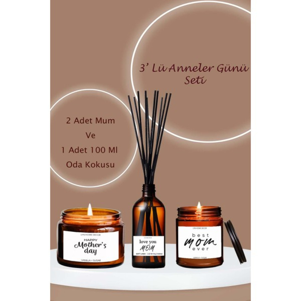 Lyn Home & Decor 3 Lü Anneler Günü Koku Mum Seti Amber - 1 Adet Dekoratif Mum Fiyatı