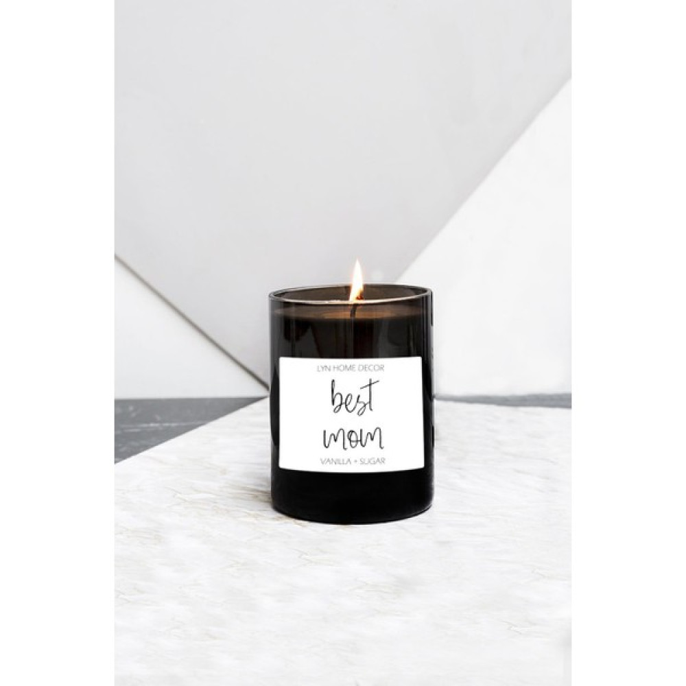 Lyn Home & Decor Büyük Boy Siyah Vanilyalı Best Mom Bardak Mum - Renkli - 1 Adet Dekoratif Mum Fiyatı