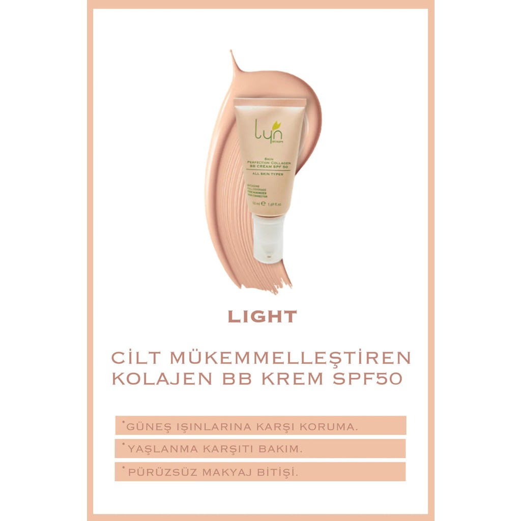 Lyn Skincare Cilt Mükemmelleştiren Kolajen Bb Krem Spf50 50ml Açık Ton" Makyaj Ürünleri Fiyatı
