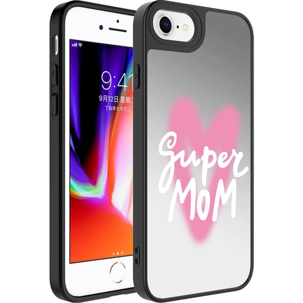 Lyon Tech Apple iPhone 7 Plus Aynalı Desenli Kamera Korumalı Parlak Zore Mirror Kapak Kılıf - Beyaz - Pembe Cep Telefonu Kılıfı Fiyatı