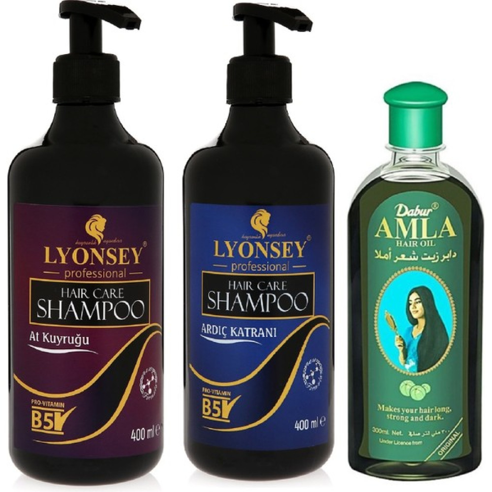 Lyonsey At Kuyruğu Şampuanı 400 ml + Dabur Amla Saç Bakım Yağı 200 ml + Ardıç Katranı Şampuanı 400 ml Şampuan ve Saç Kremi Fiyatı
