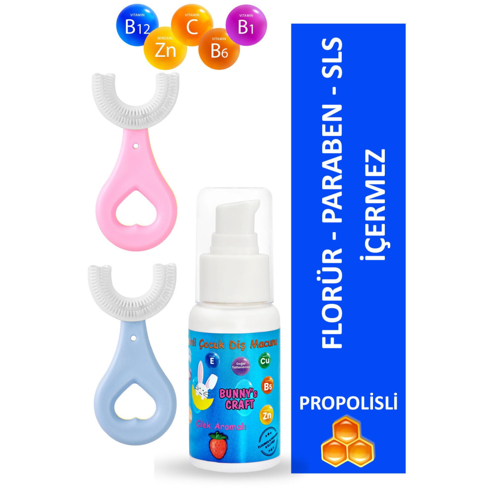 Lyra Professional Multivitaminli Çilek Aromalı Çocuk Diş Macunu 50 ml Ve U Şeklinde Diş Fırçası Pembe Mavi Bebek Diş Macunu Fiyatı
