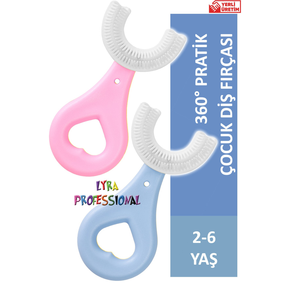 Lyra Professional U Şeklinde Ikili Set Pratik Çocuk Diş Fırçası 2-6 Yaş Pembe Mavi Bebek Diş Fırçası Fiyatı