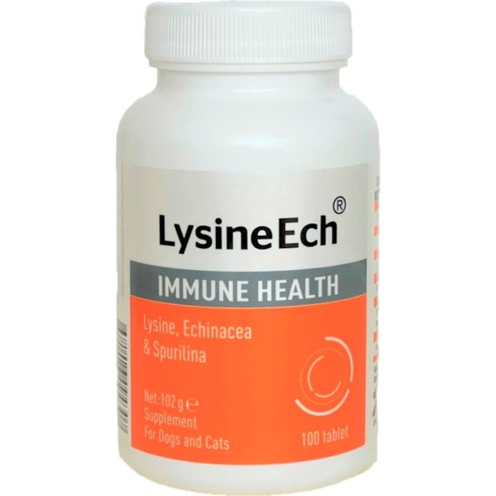 Lysine Ech ( Immune Health ) 100 Tablet L-Lysine+Echinacea+Spirulina Kedi ve Köpek Vitamini Evcil Hayvan Ürünleri Fiyatı