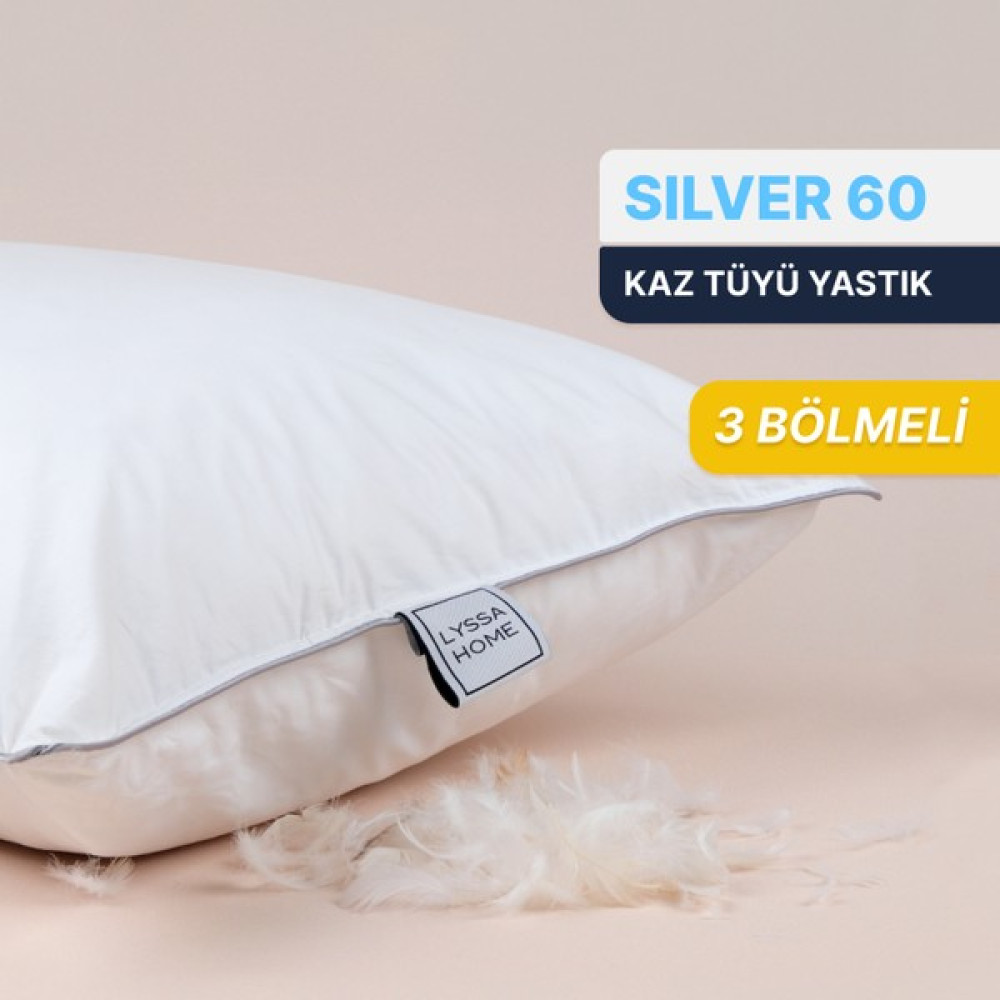 Lyssa Home Silver 60 Twin Kaz Tüyü Yastık 50X70 cm - 50 x 70 cm - Beyaz Yastık Kılıfı Fiyatı