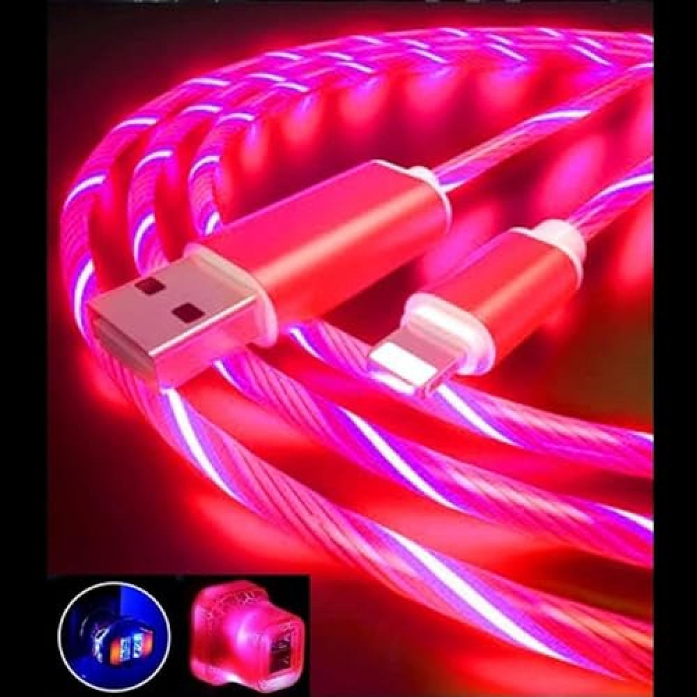 LyteCordz - Touch Sensitive ON/Off - Lighted Light Up LED Charging Charger Cable USB Cord with Matching Light Up Wall and Car Plug - (Compatible with iPhone - 6 FEET, Pink)