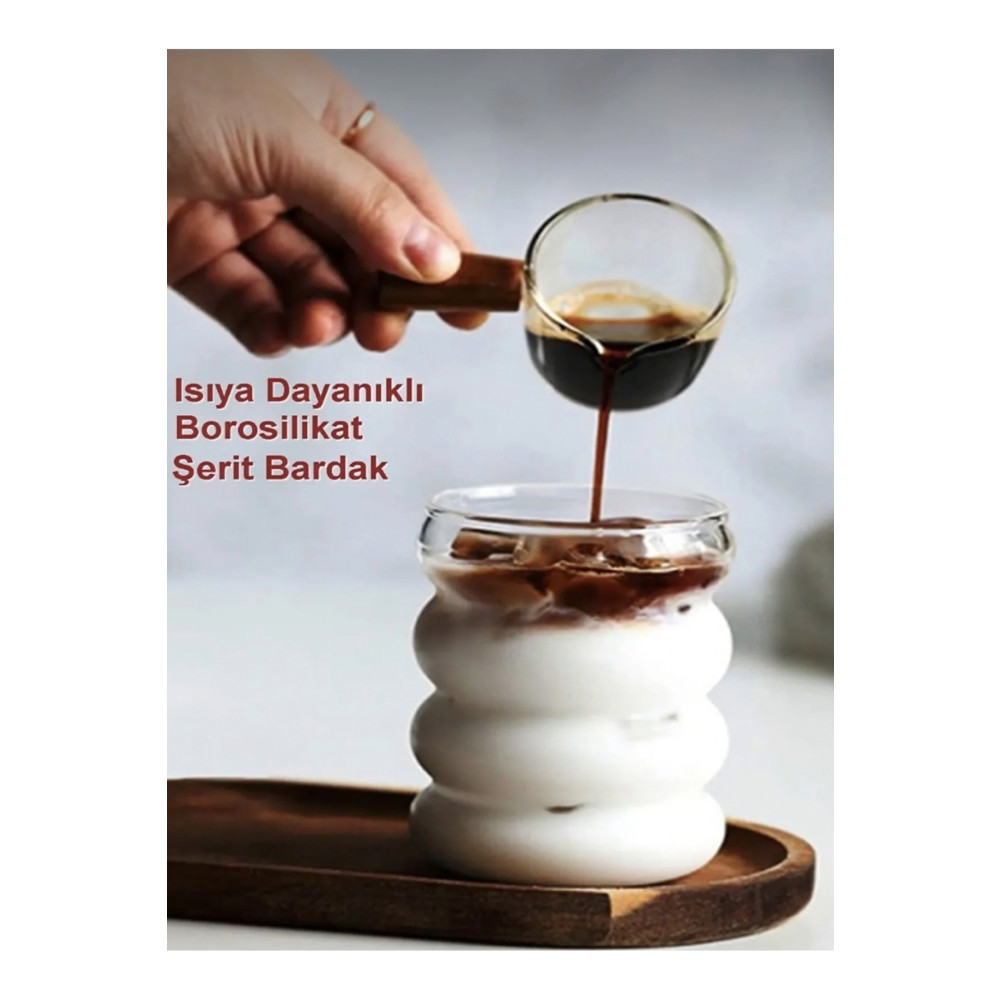 M Mimoza Park Isıya Dayanıklı Borosilikat Cam Şerit Şeklinde Bardak | Kahve Ve Sunum Bardağı - Shot- 1 Adet Fincan / Bardak / Kahve Takımı Fiyatı