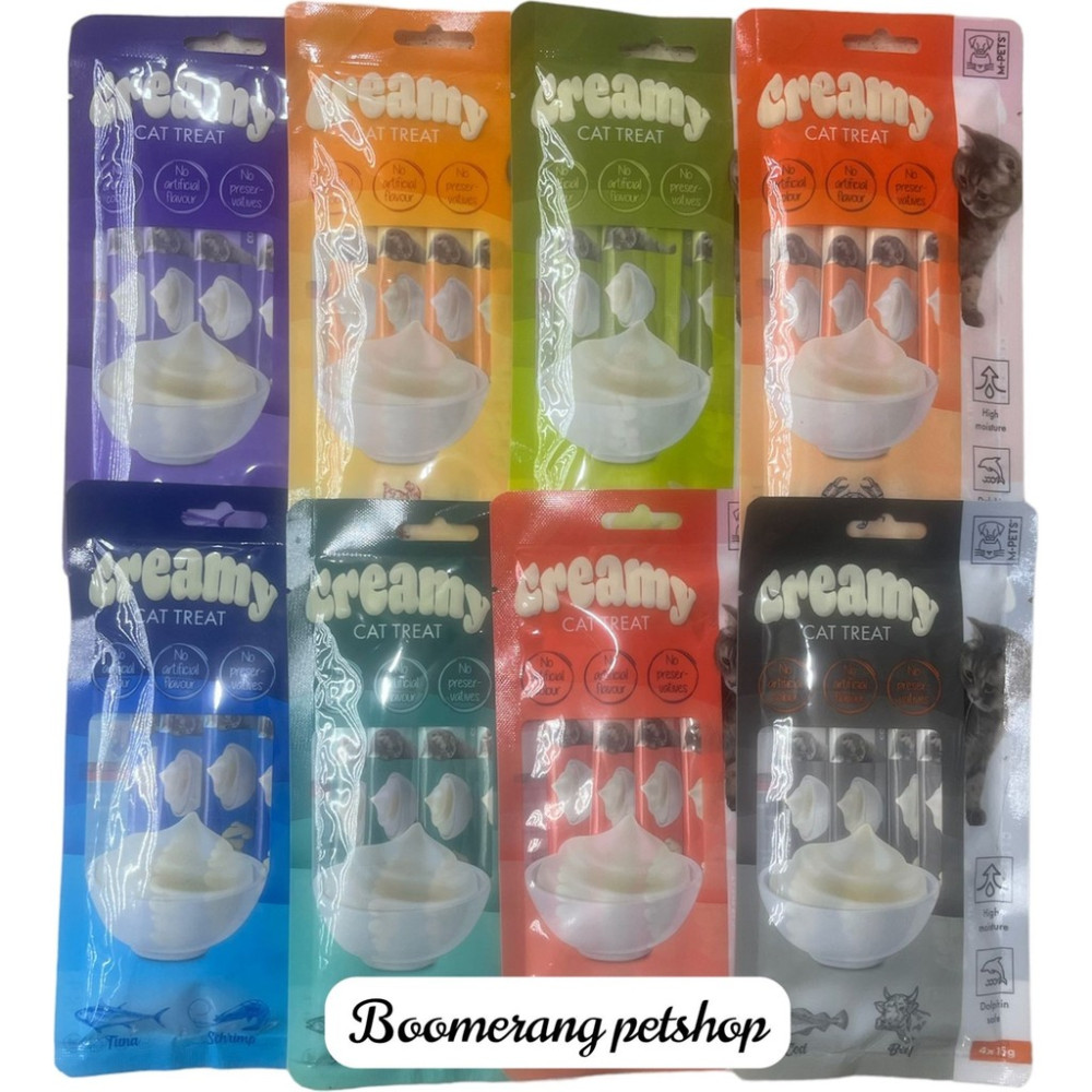 M-Pets Creamy Treats Sıvı Kedi Ödül Maması Kedi Puding 4X15 gr Lık 8 Karışık Paket Diğer Fiyatı