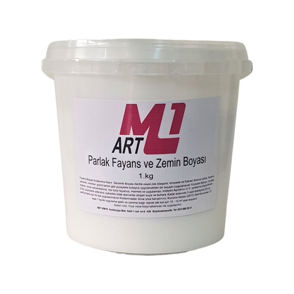 M1 Art Parlak Fayans ve Zemin Boyası 1 kg Solvent Bazlı - Beyaz Akrilik Boya Fiyatı