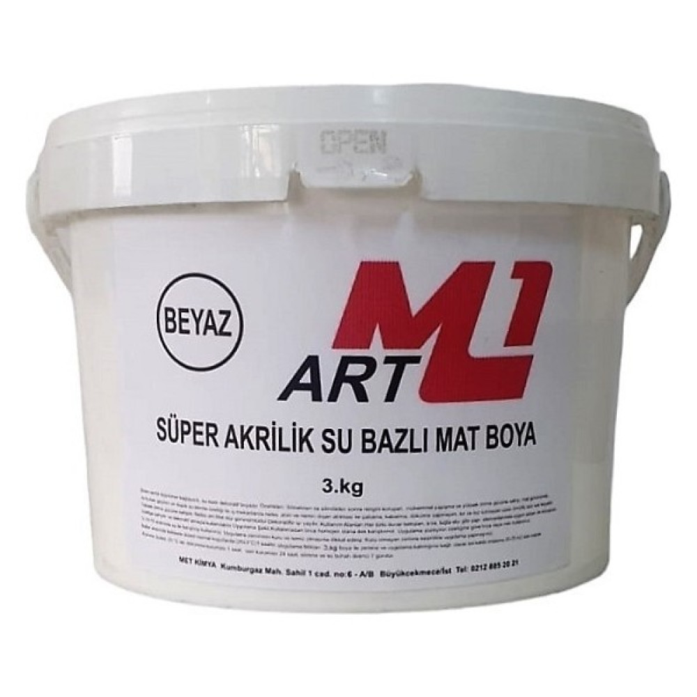M1 Art Süper Akrilik Su Bazlı Mat Boya 3.kg Ahşap Tuval Seramik Duvar Taş Hobi Dekor - Beyaz Akrilik Boya Fiyatı