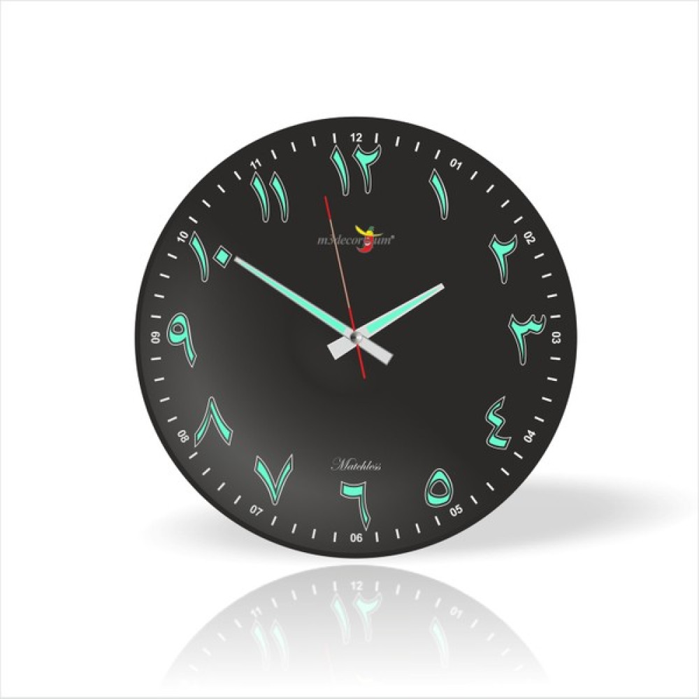 M3 Decorium Gece Karanlıkta Görünen Arapça Rakkamlı Büyük Fosforlu Siyah Zeminli 35 cm Sessiz Camlı Duvar Saati Dekoratif Saat Fiyatı