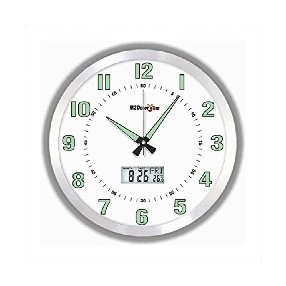 M3 Decorium Termometreli 40 cm Aluminyum Kasa Büyük Dev Fosforlu Duvar Saa... Dekoratif Saat Fiyatı