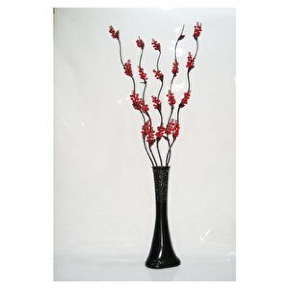 M3decorium 60 Cm Siyah Desenli Vazo 5 Adet Kırmızı Üzüm Çiçekler Obje Fiyatı