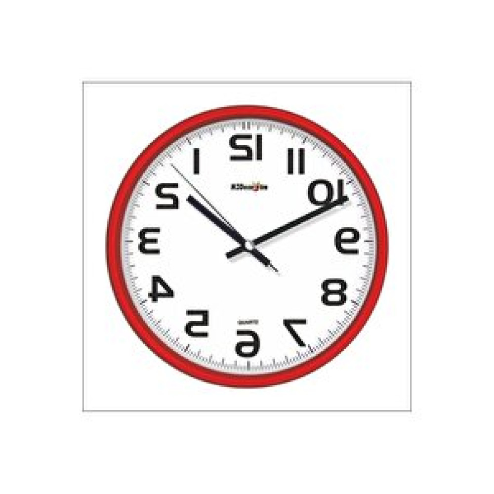 M3decorium Ters Kadran 28cm Terse Çalışan Kırmızı Çerçeve Duvar Saati Dekoratif Saat Fiyatı