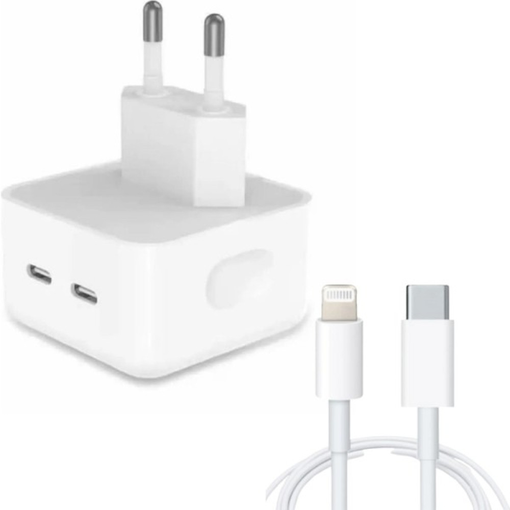Mabes Apple Uyumlu 35 W Çift Usb-C Bağlantı Noktalı Şarj Adaptörü ve Usb-C Lightning Şarj Kablosu 1m Diğer Fiyatı