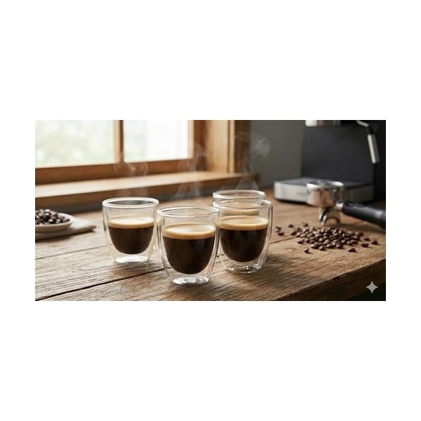 Mabeyn Needd Çift Katmanlı Espresso Cam Bardak Seti 4'lü 80 ml | Borosilikat Cam, Isı Yalıtımlı Double Wall Tasarım | Espresso, Ristretto ve Macchi... Fincan / Bardak / Kahve Takımı Fiyatı