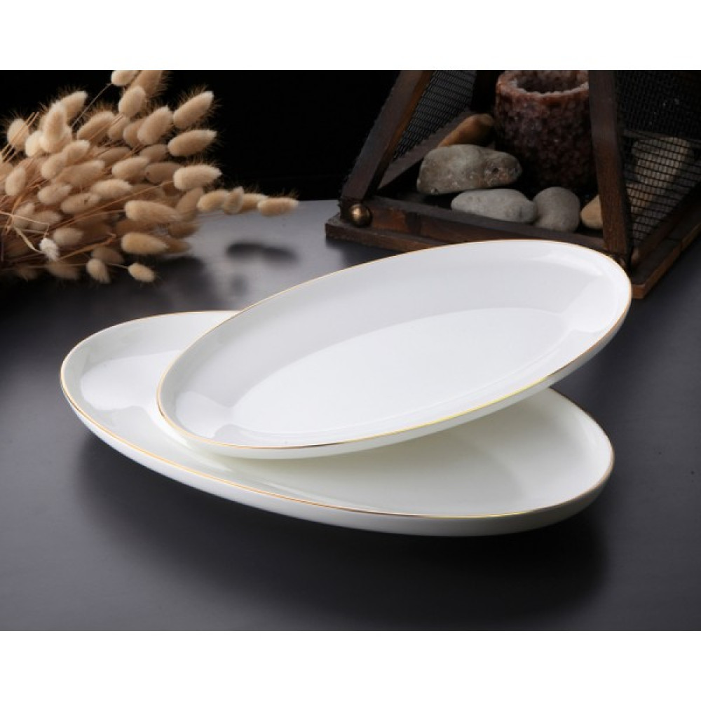 Mabeyn Porselen Gold Bone China Lüks 2li Kayık Tabak Mutfak Gereçleri Fiyatı
