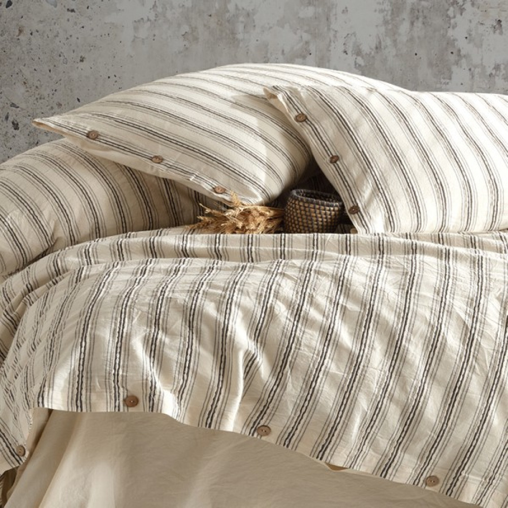 Macas Home Ares %100 Pamuklu Yıkamalı Ipliği Boya Vintage Tek Kişilik Nevresim Takımı 160*220 Arstkt - Bej - Siyah - 160 x 220 cm Nevresim Takımı Fiyatı