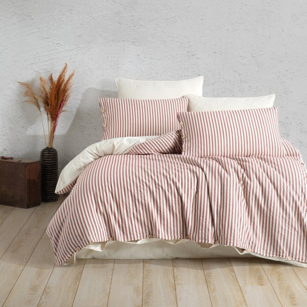 Macas Home Chance Cherry Pamuk Ipliği Boyalı Yıkamalı Çift Kişilik Nevresim Takımı Krem 200*220 - Renkli - 200 x 220 cm Nevresim Takımı Fiyatı