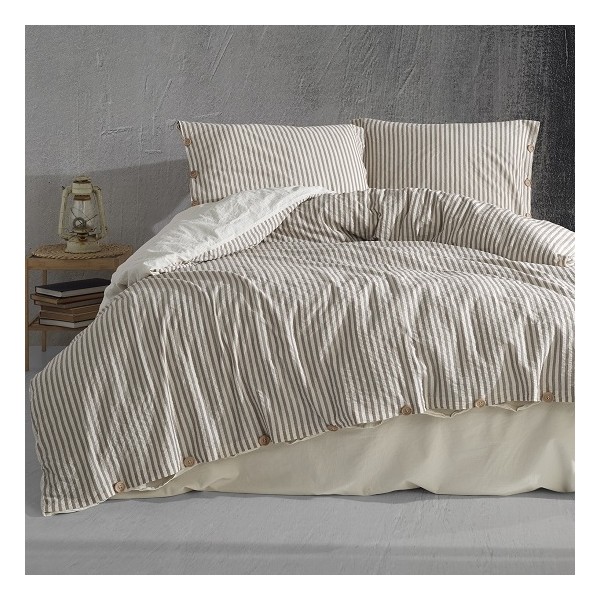 Macas Home Chance Krem Rengi 160 x 220 cm %100 Pamuklu Ipliği Boyalı Yıkamalı Tek Kişilik Nevresim Takımı Nevresim Takımı Fiyatı