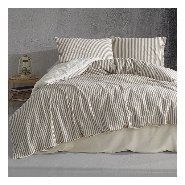 Macas Home Chance Pamuklu Ipliği Boyalı Yıkamalı Battal Boy Nevresim Takımı 240*220 - 220 x 240 cm - Krem Nevresim Takımı Fiyatı
